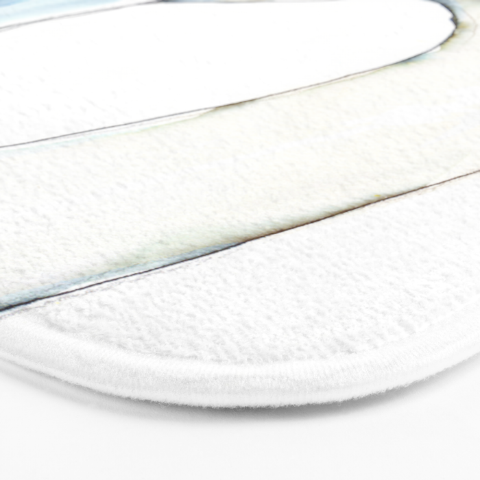 Flamingo Portrait in Blue and Ivory Bath Mat Gallery Image 3