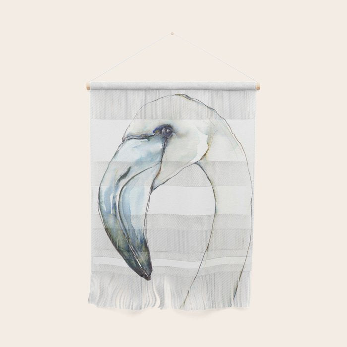 Flamingo Portrait in Blue and Ivory Wall Hanging Gallery Image 1