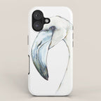 Flamingo Portrait in Blue and Ivory iPhone Case Gallery Image 1