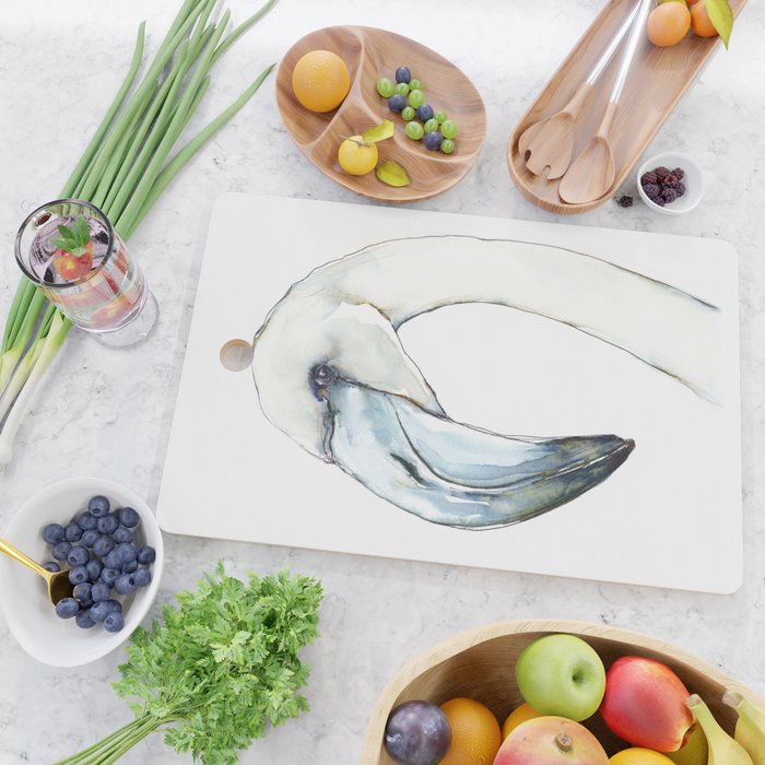 Flamingo Portrait in Blue and Ivory Cutting Board Gallery Image 2