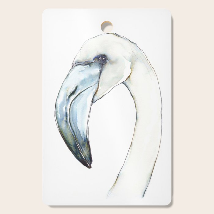 Flamingo Portrait in Blue and Ivory Cutting Board Gallery Image 1