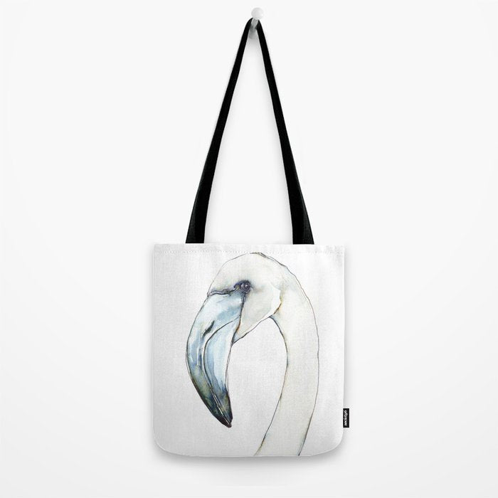 Flamingo Portrait in Blue and Ivory Tote Bag Gallery Image 2