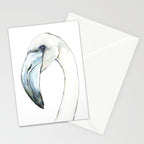 Flamingo Portrait in Blue and Ivory Stationery Card Gallery Image 2