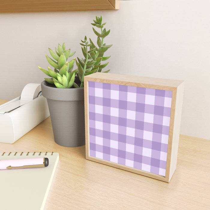 Gingham Plaid Pattern - Lilac Purple Mini Art Print Gallery Image 2