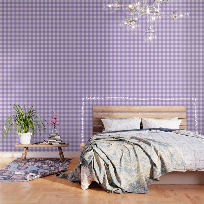 Gingham Plaid Pattern - Lilac Purple Wallpaper Gallery Image 1