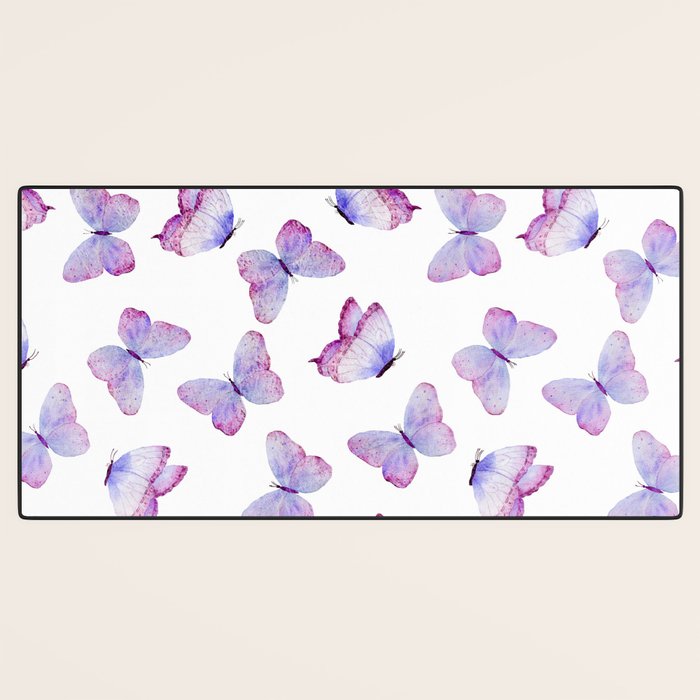 Lavender Purple Watercolor Hand Painted Butterfly Desk Mat Gallery Image 3