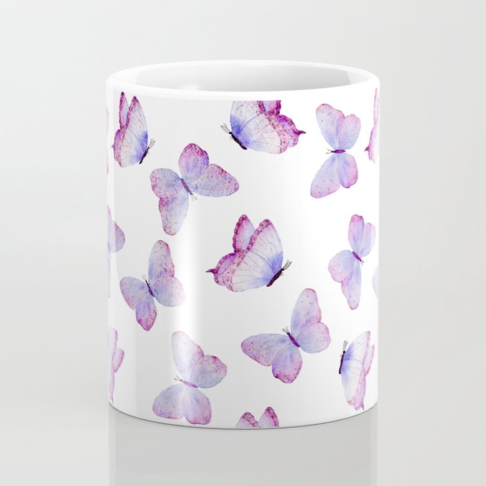 Lavender Purple Watercolor Hand Painted Butterfly Coffee Mug Gallery Image 4