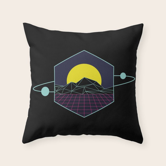 Outrun to the Sun / Spacewave / 80s Retro Throw Pillow Gallery Image 6
