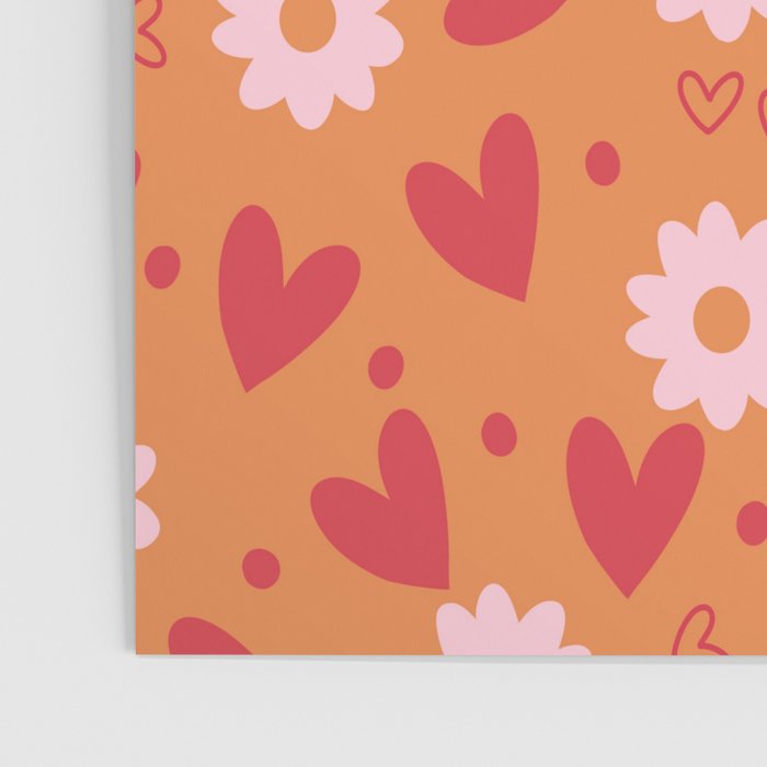 Hearts and Flowers on Orange Poster Gallery Image 3