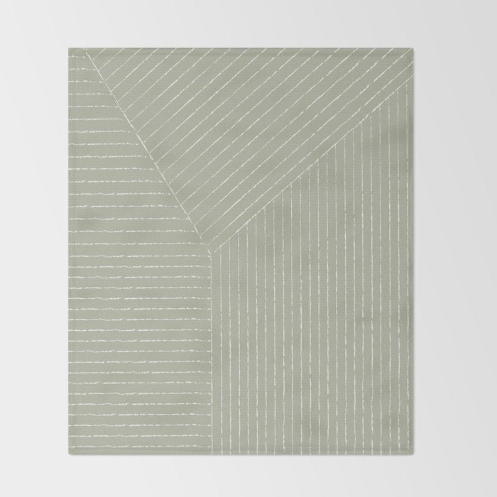 Lines (Linen Sage) Throw Blanket Gallery Image 2