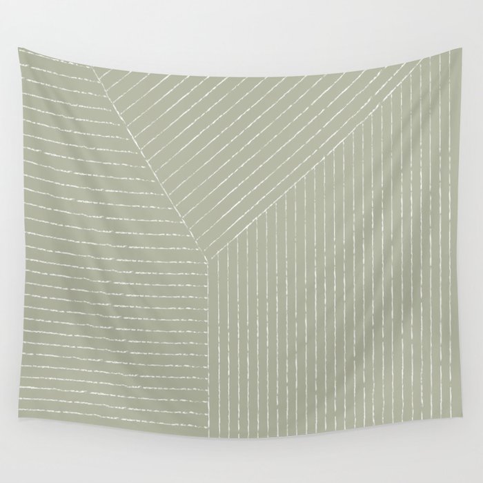 Lines (Linen Sage) Wall Tapestry Gallery Image 4