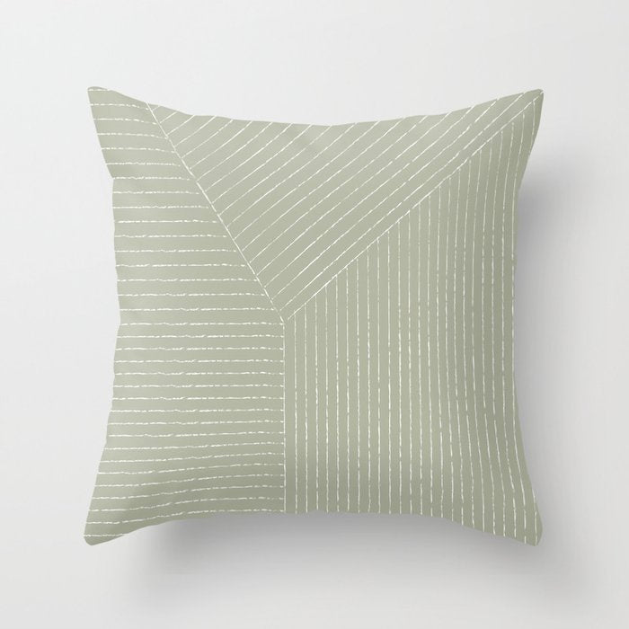 Lines (Linen Sage) Throw Pillow Gallery Image 6