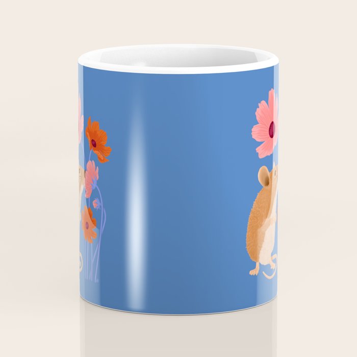 Meadow Mouse and Cosmos Blooms Coffee Mug Gallery Image 4