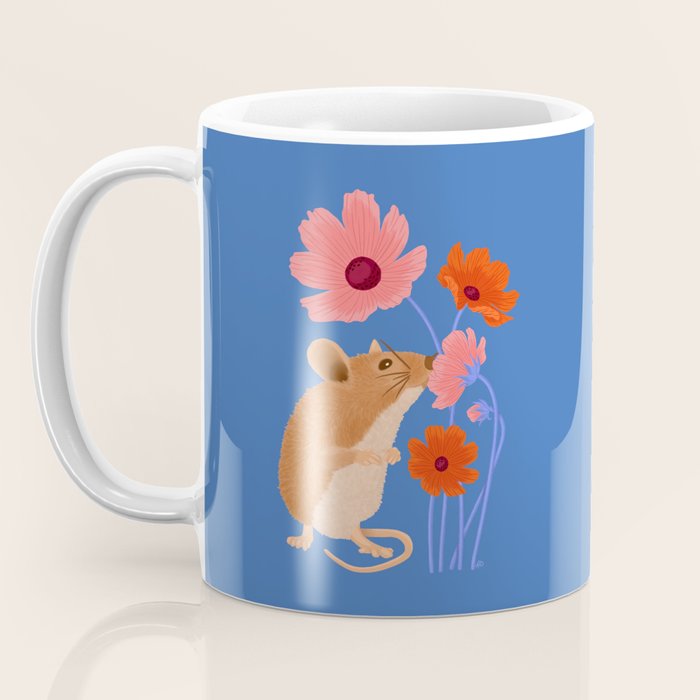 Meadow Mouse and Cosmos Blooms Coffee Mug Gallery Image 3