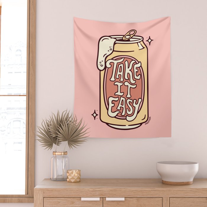 TAKE IT EASY (PINK) Wall Tapestry Gallery Image 2