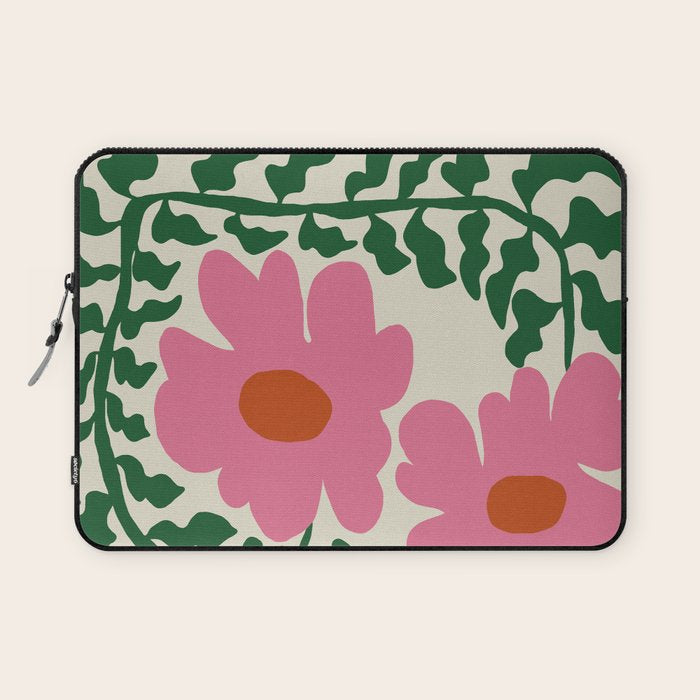 Fun Fern and pink poppy  Laptop Sleeve Gallery Image 1