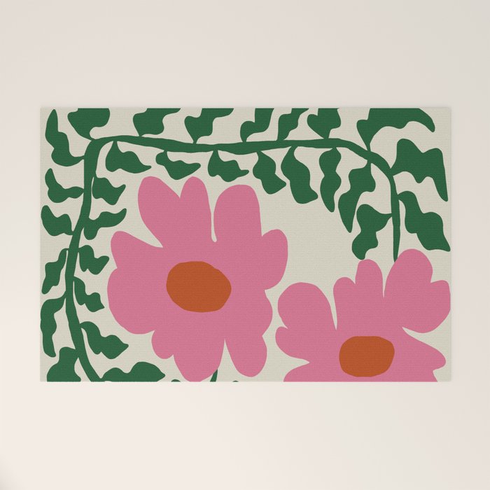 Fun Fern and pink poppy  Welcome Mat Gallery Image 1
