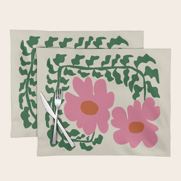 Fun Fern and pink poppy  Placemat Gallery Image 1