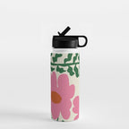 Fun Fern and pink poppy  Water Bottle Gallery Image 1