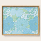 Light Blue Pastel Vintage Floral Pattern Serving Tray Gallery Image 1