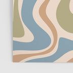 Retro Liquid Swirl Abstract Pattern in Muted Green Blue Apricot Cream Poster Gallery Image 3