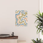 Retro Liquid Swirl Abstract Pattern in Muted Green Blue Apricot Cream Poster Gallery Image 2