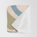 Retro Liquid Swirl Abstract Pattern in Muted Green Blue Apricot Cream Throw Blanket Gallery Image 3