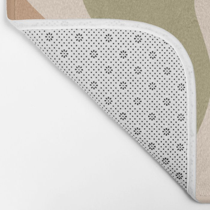 Retro Liquid Swirl Abstract Pattern in Muted Green Blue Apricot Cream Bath Mat Gallery Image 2