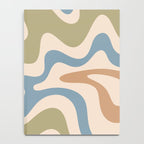 Retro Liquid Swirl Abstract Pattern in Muted Green Blue Apricot Cream Notebook Gallery Image 4