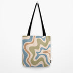 Retro Liquid Swirl Abstract Pattern in Muted Green Blue Apricot Cream Tote Bag Gallery Image 2