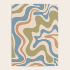 Retro Liquid Swirl Abstract Pattern in Muted Green Blue Apricot Cream Poster Gallery Image 4