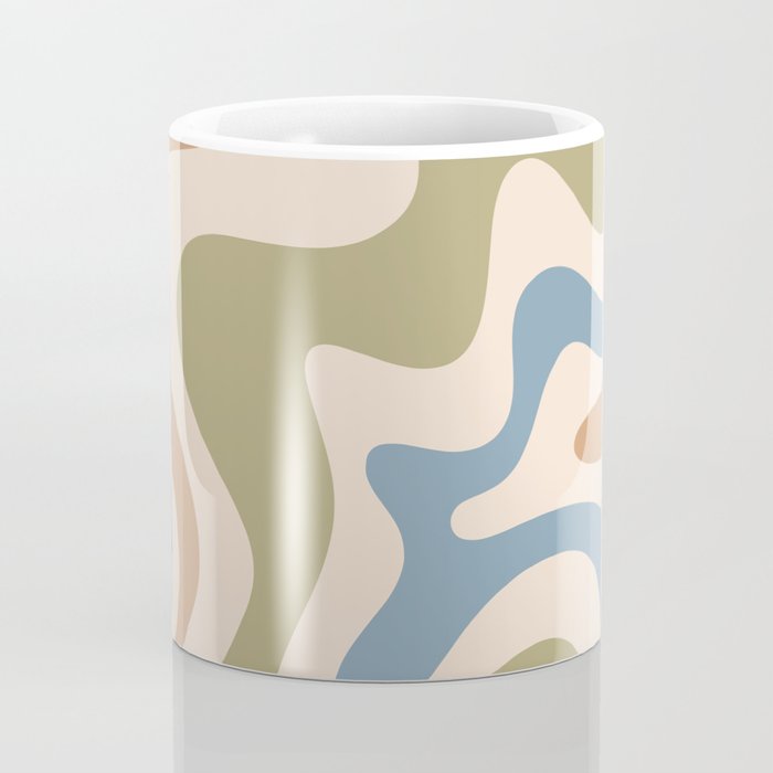 Retro Liquid Swirl Abstract Pattern in Muted Green Blue Apricot Cream Coffee Mug Gallery Image 4