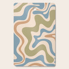 Retro Liquid Swirl Abstract Pattern in Muted Green Blue Apricot Cream Cutting Board Gallery Image 1