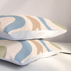Retro Liquid Swirl Abstract Pattern in Muted Green Blue Apricot Cream Pillow Sham Gallery Image 3