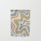 Retro Liquid Swirl Abstract Pattern in Muted Green Blue Apricot Cream Wall Hanging Gallery Image 1