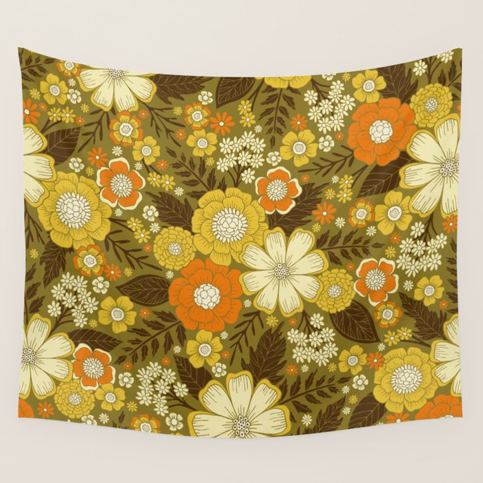 1970s Retro/Vintage Floral Pattern Wall Tapestry Gallery Image 1