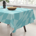 Warped Checkered Pattern in Aqua Blue, Wavy Checkerboard Tablecloth Gallery Image 3