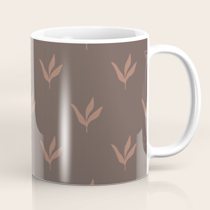Modern Leafy Pattern - mocha mousse Coffee Mug Gallery Image 1