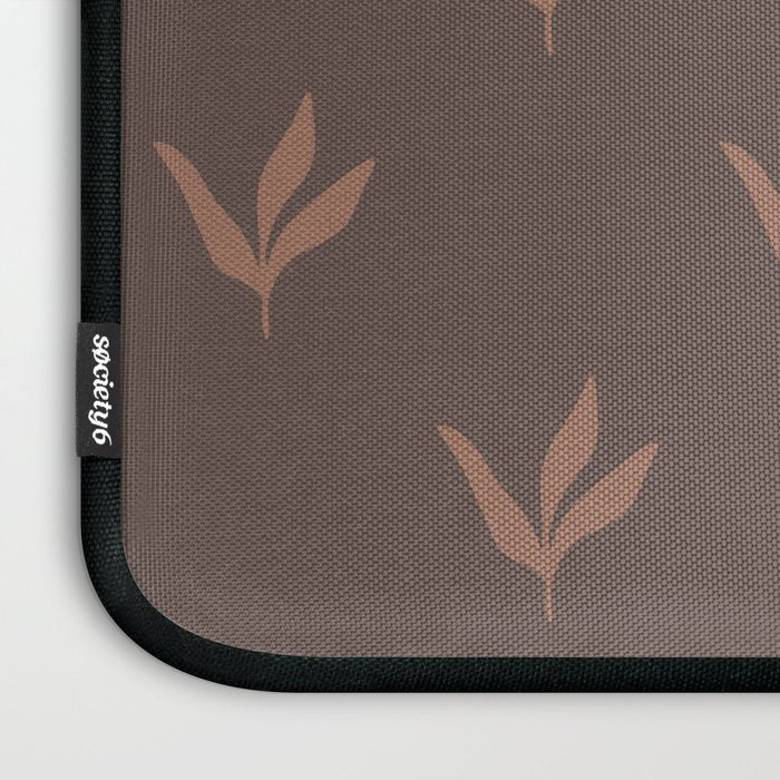 Modern Leafy Pattern - mocha mousse Laptop Sleeve Gallery Image 3