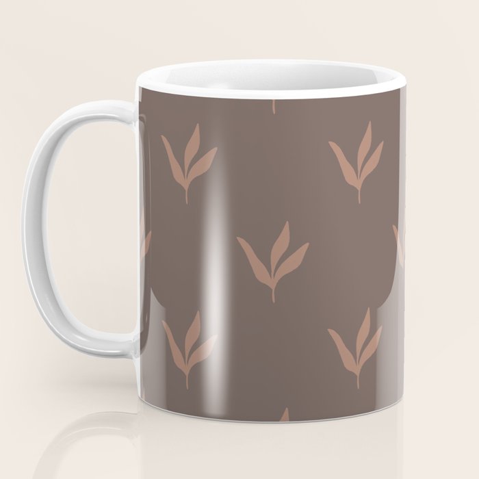 Modern Leafy Pattern - mocha mousse Coffee Mug Gallery Image 3