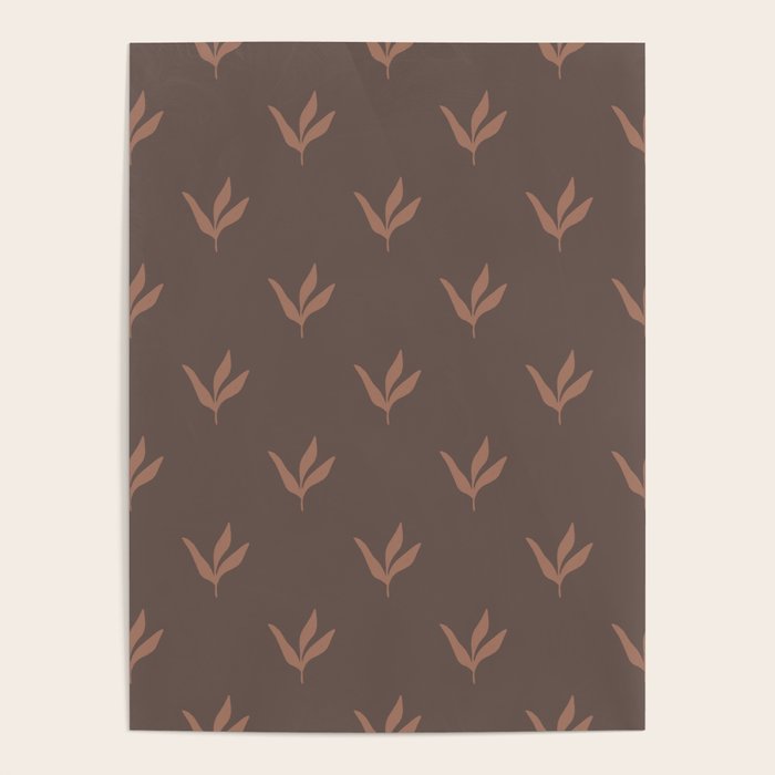 Modern Leafy Pattern - mocha mousse Poster Gallery Image 1
