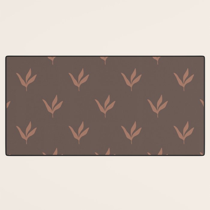 Modern Leafy Pattern - mocha mousse Desk Mat Gallery Image 3