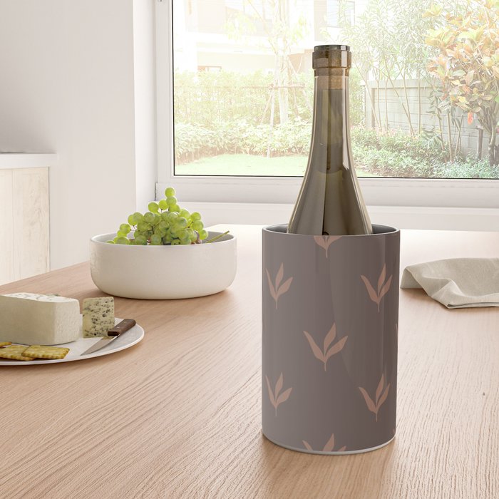 Modern Leafy Pattern - mocha mousse Wine Chiller Gallery Image 4