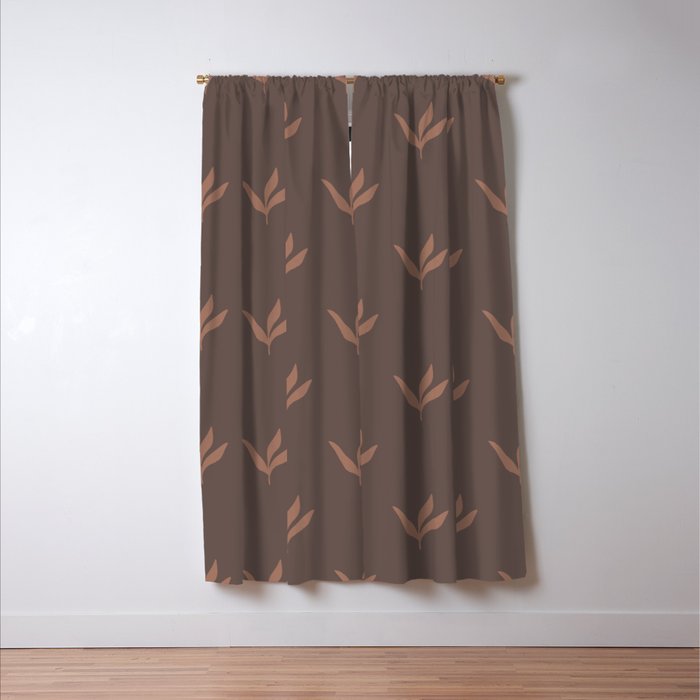 Modern Leafy Pattern - mocha mousse Window Curtain Gallery Image 3