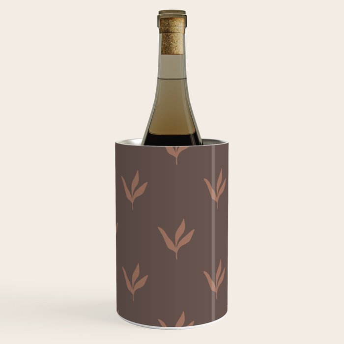 Modern Leafy Pattern - mocha mousse Wine Chiller Gallery Image 2