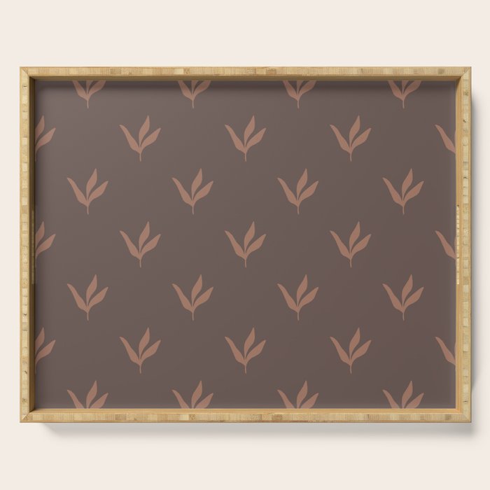 Modern Leafy Pattern - mocha mousse Serving Tray Gallery Image 1