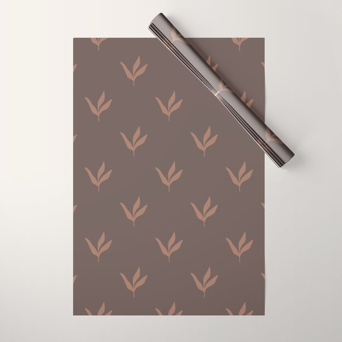 Modern Leafy Pattern - mocha mousse Wrapping Paper Gallery Image 1
