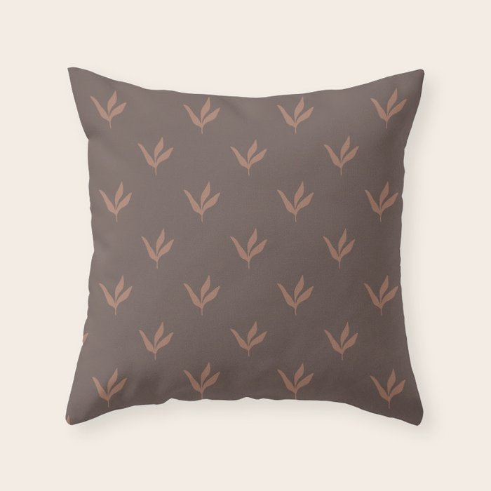 Modern Leafy Pattern - mocha mousse Throw Pillow Gallery Image 6