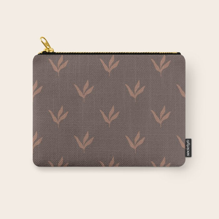 Modern Leafy Pattern - mocha mousse Carry All Pouch Gallery Image 1