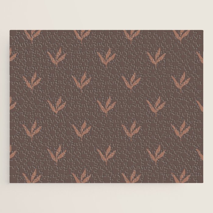 Modern Leafy Pattern - mocha mousse Jigsaw Puzzle Gallery Image 1